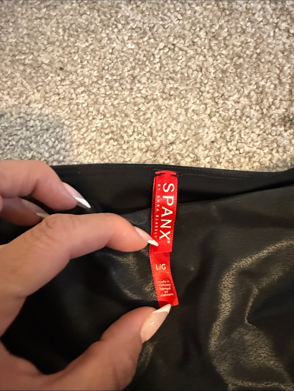 SPANX Black Faux Leather Skirt with Red Label